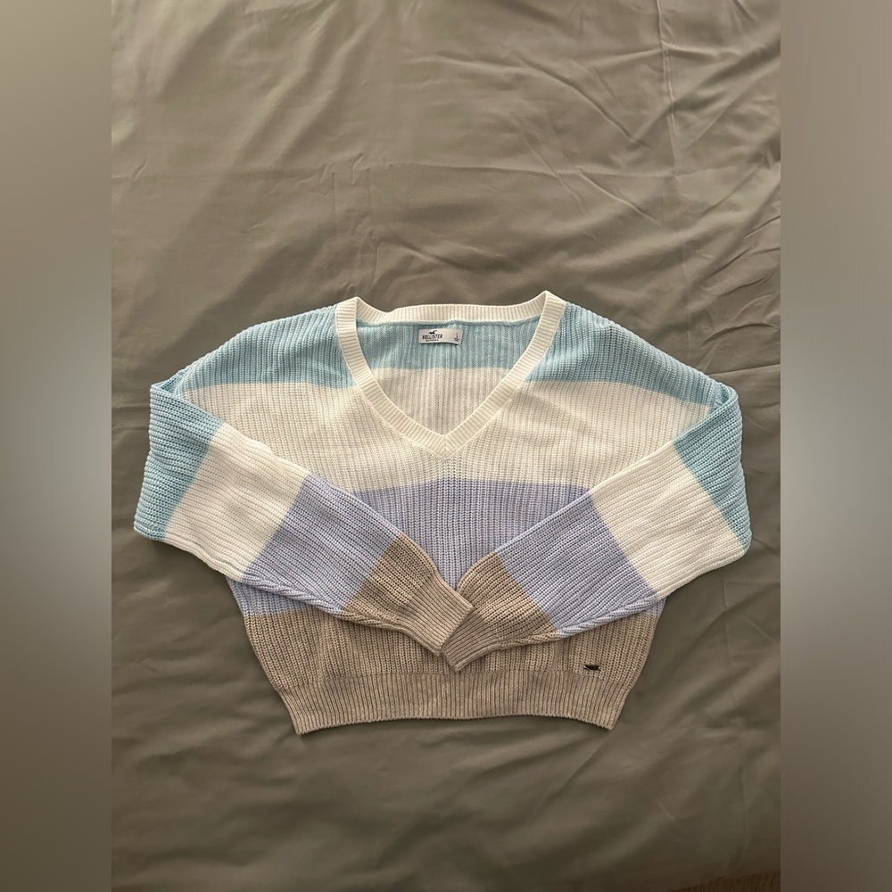 Hollister Striped V Neck Sweater